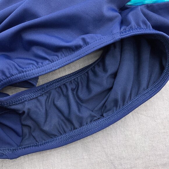 Lands End 1pc Swimsuit Women 10 blue Purple Pad Bra Wide Strap Asymmetric Tank - Picture 4 of 8